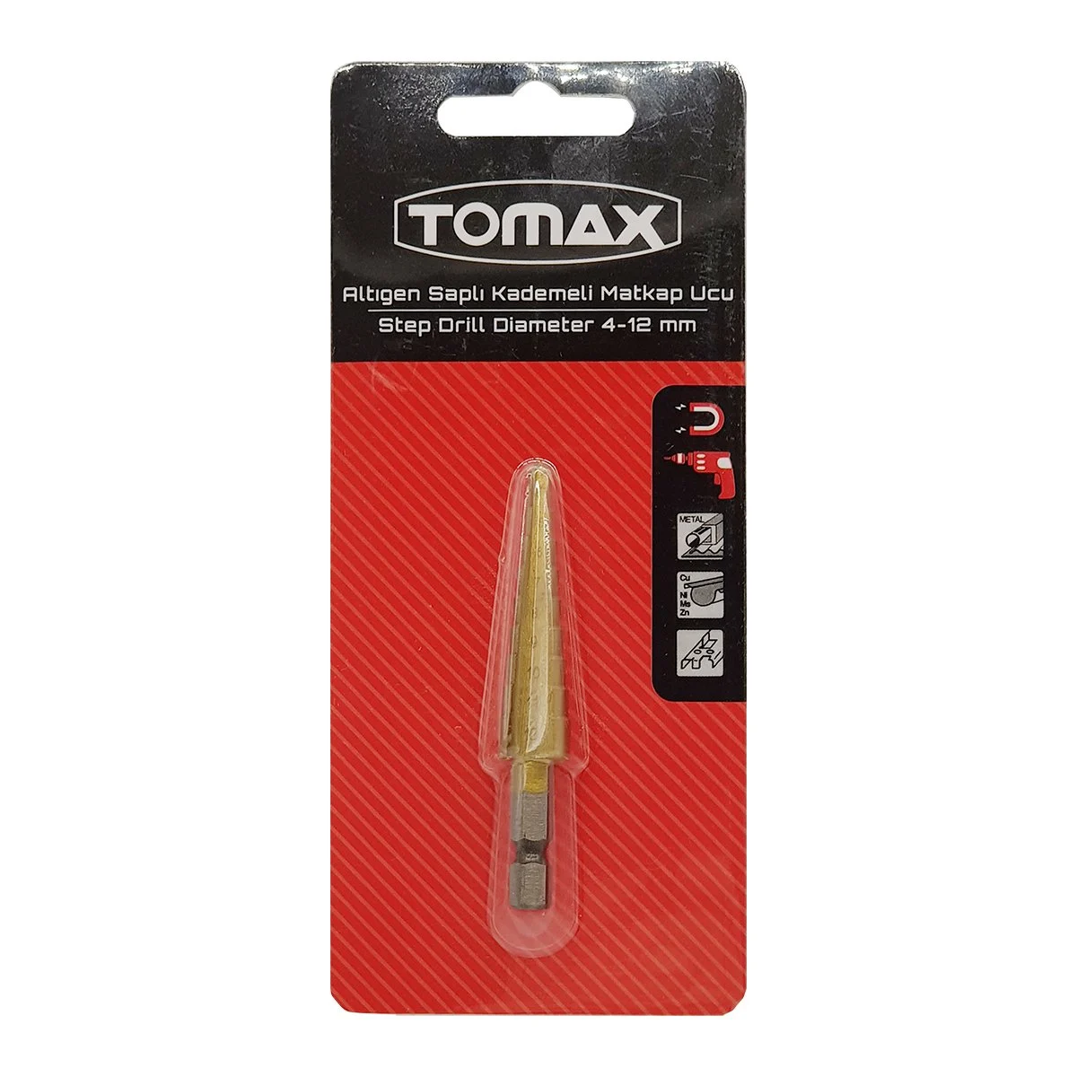 Tomax Kademeli Sac Delme Matkap Ucu 4-12 mm 1/4’’ Bits Saplı