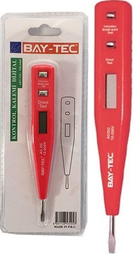 Bay-Tec Di̇gi̇tal Kontrol Kalemi̇ Voltaj Ölçer Lcd Ekran 
