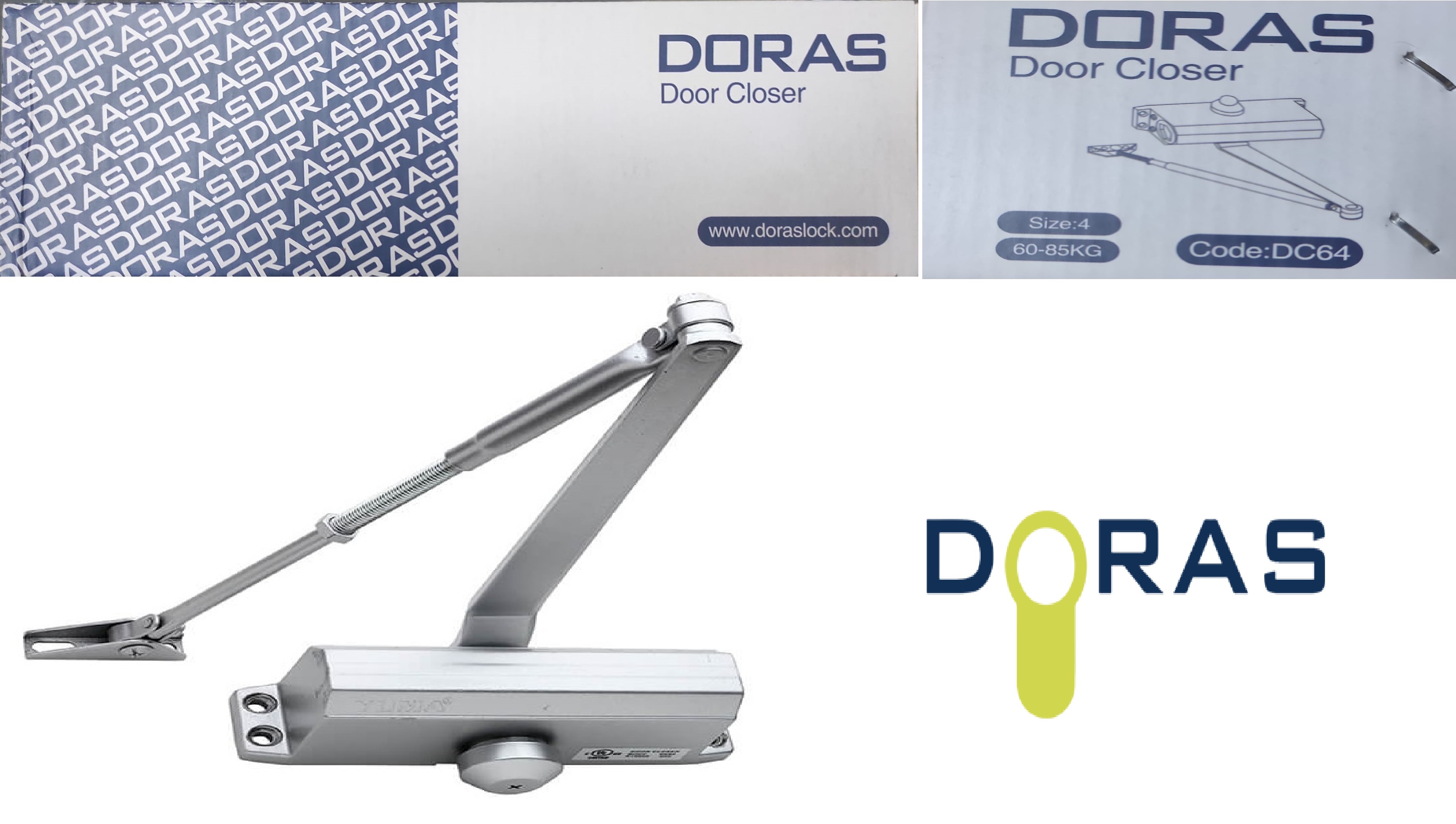 Doras Lock Kapı Hi̇droli̇ği̇ 4 Numara Gümüş ( 60 - 85 kg )