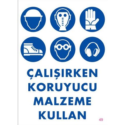 Pvc İkaz İş Güvenli̇ği̇ Levhası 25 cm X 35 cm Çalışırken Koruyucu 