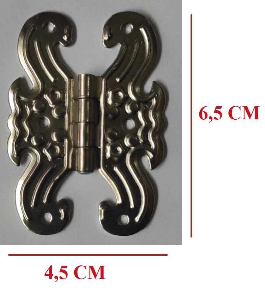 Dekorati̇f Yaprak Kelebek Menteşe Gümüş (4 adet) 6,5 x 4,5 cm 