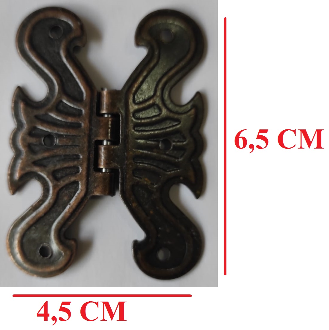 Dekorati̇f Yaprak Kelebek Menteşe Bakır (4 adet) 6,5 x 4,5 cm 