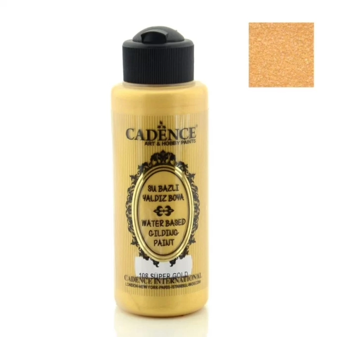 Cadence Su Bazlı Yaldız Boya - 108 Süper Gold 120 ml 