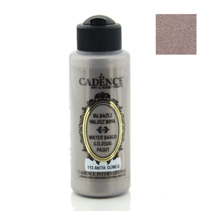 Cadence Su Bazlı Yaldız Boya - 113 Antik Gümüş 120 ml 