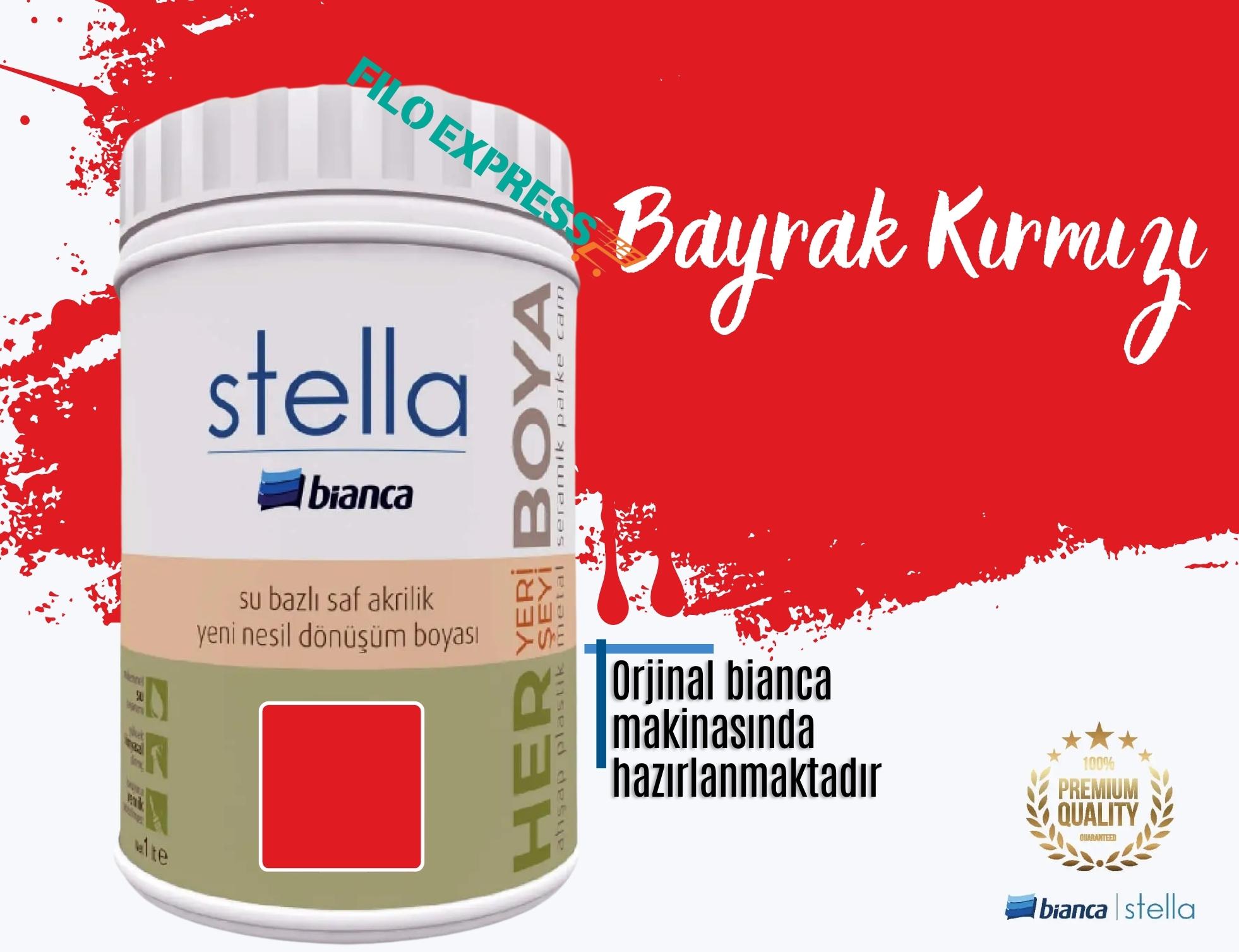 Bi̇anca Stella Su Bazlı Saf Akri̇li̇k Boya 1 Li̇tre Bayrak Kırmızı 
