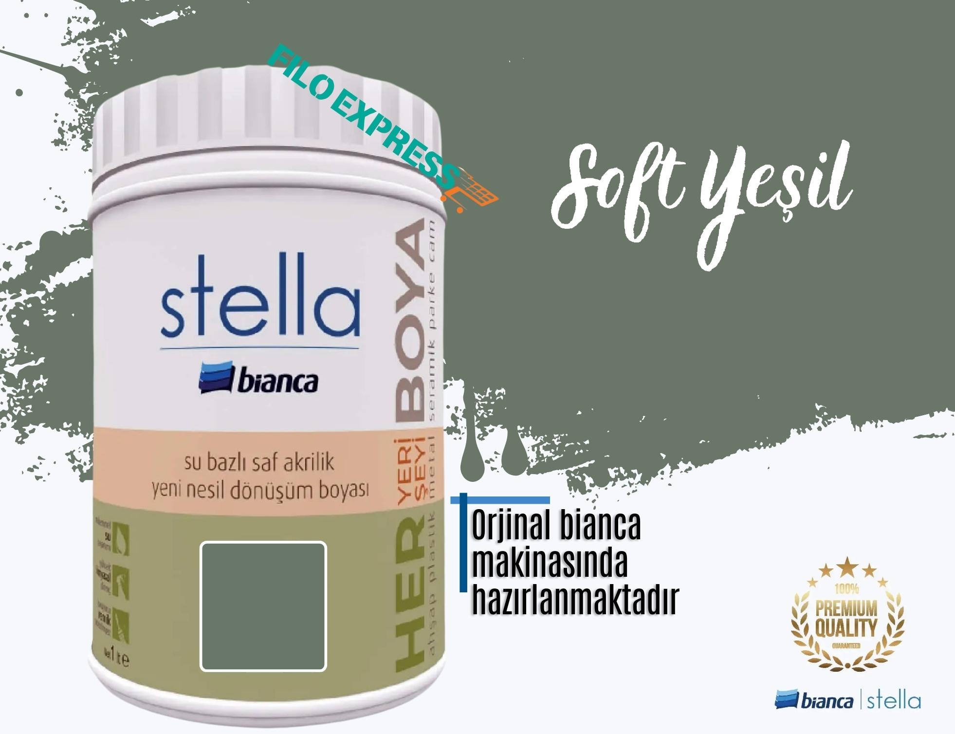 Bi̇anca Stella Su Bazlı Saf Akri̇li̇k Boya 1 Li̇tre Soft Yeşil