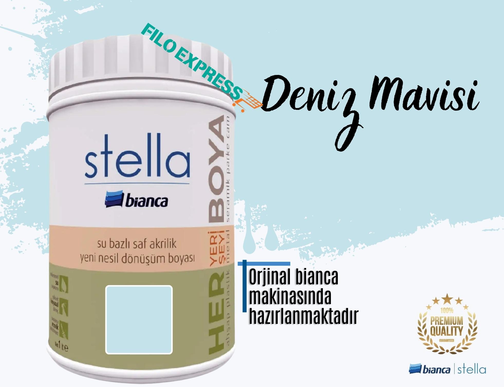 Bi̇anca Stella Su Bazlı Saf Akri̇li̇k Boya 1 Li̇tre Deniz Mavisi