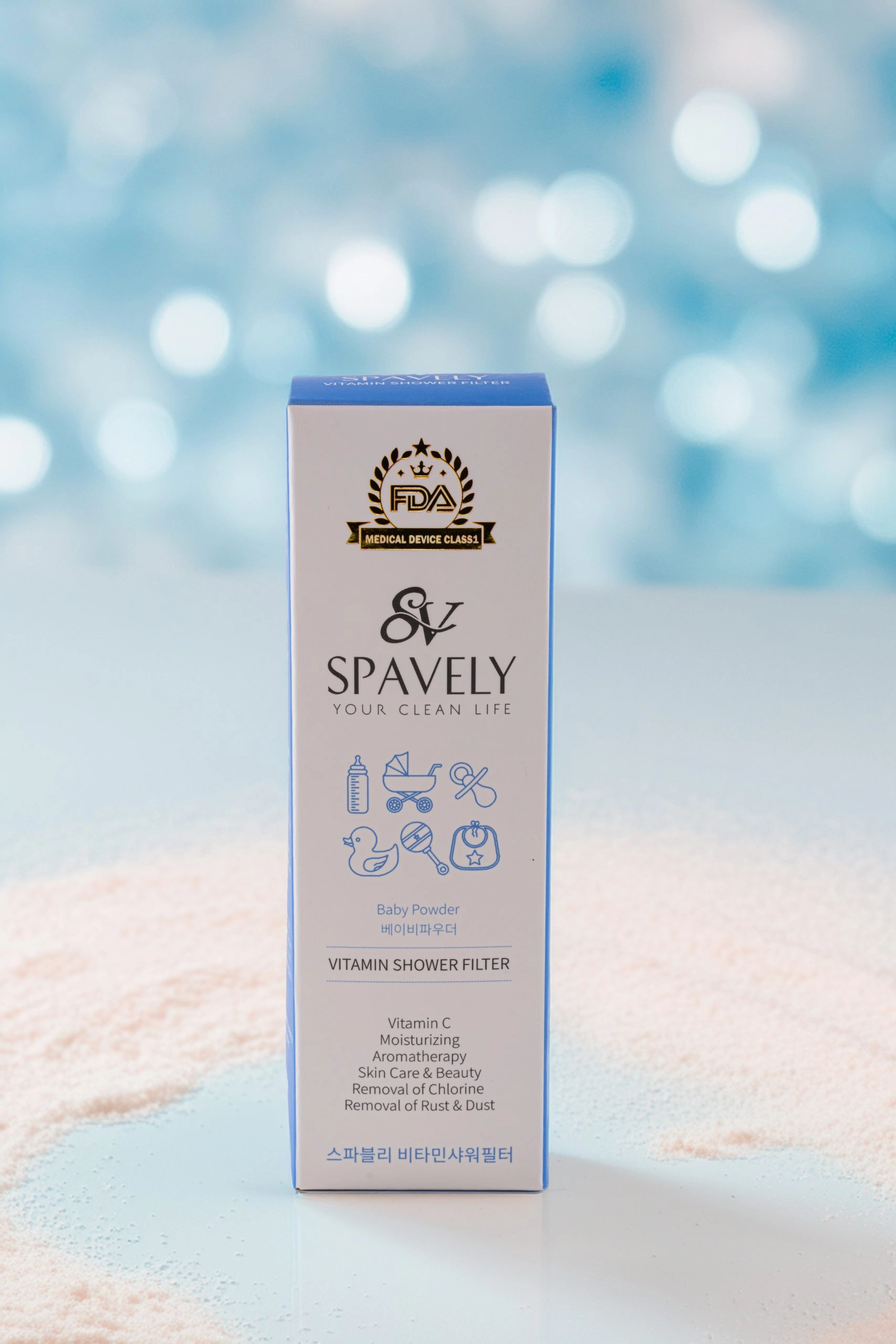 Spavely Duş Filtresi Bebek Pudrası Esanslı - Premium Aromaterapik Klor ve Kireç Karşıtı, Kokulu, C Vitaminli 200 ml