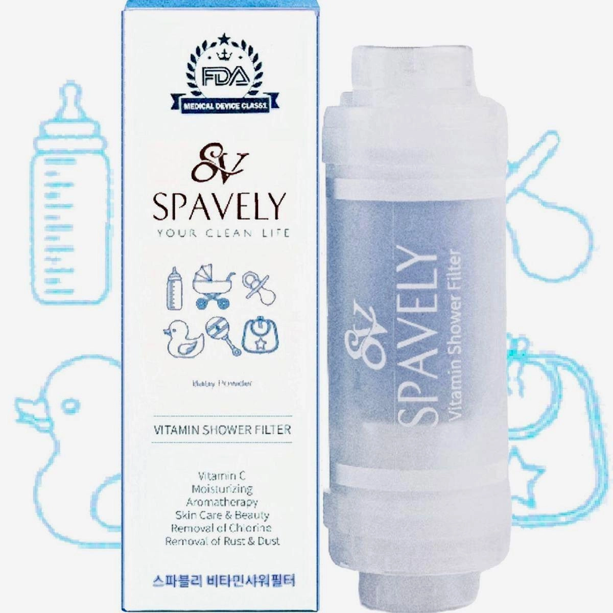 Spavely Duş Filtresi Bebek Pudrası Esanslı - Premium Aromaterapik Klor ve Kireç Karşıtı, Kokulu, C Vitaminli 200 ml