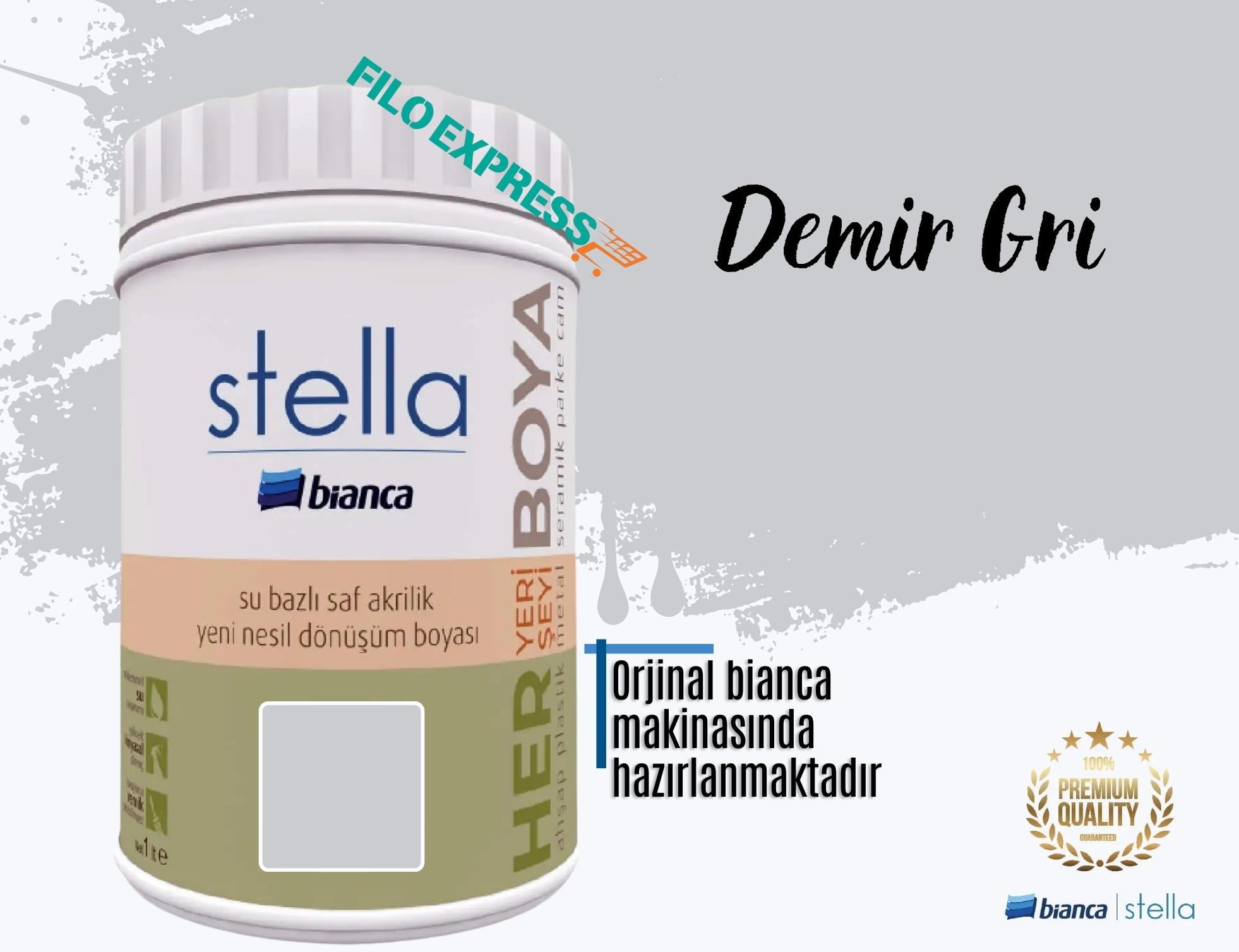Bi̇anca Stella Su Bazlı Saf Akri̇li̇k Boya 1 Li̇tre Demir Gri