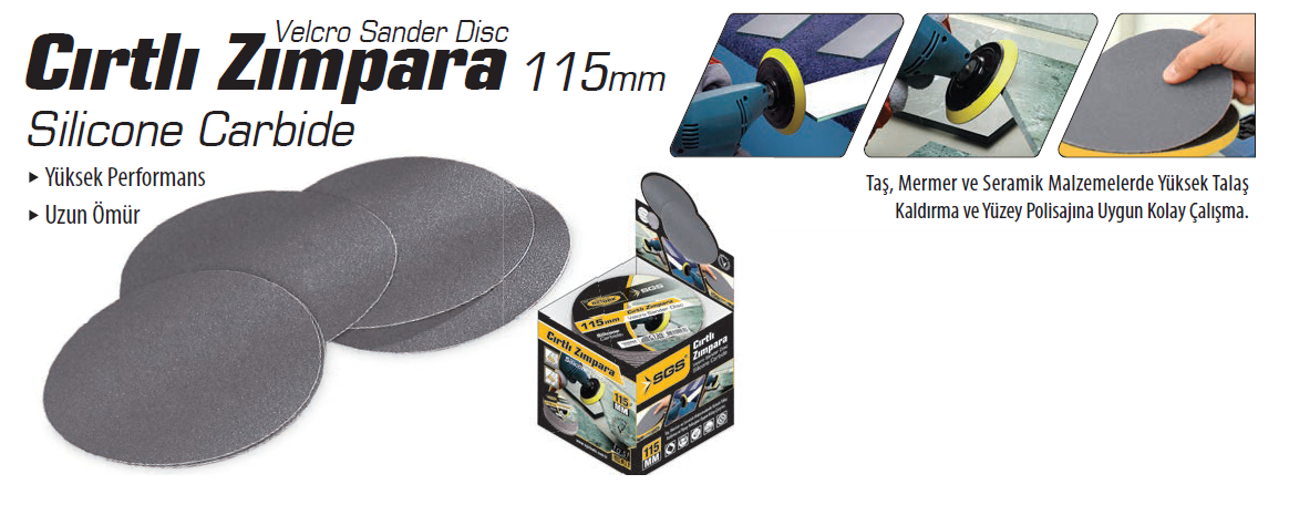 Cırtlı Zımpara 115 mm (100 Adet) / (40 - 60 - 80 - 100 - 120 Kum) 