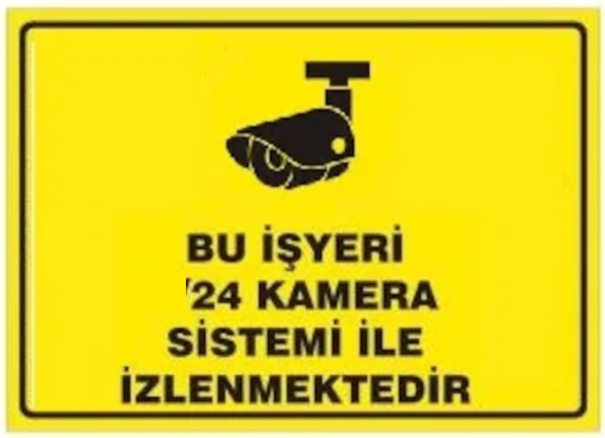 Pvc İkaz Uyarı İş Güvenli̇ği̇ Levhası 25 cm X 35 cm (24 Saat Kamera) 