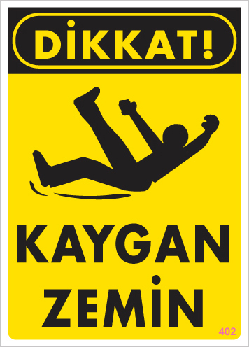 Pvc İnşaat İkaz İş Güvenli̇ği̇ Levhası 25 cm X 35 cm (Kaygan Zemi̇n) 