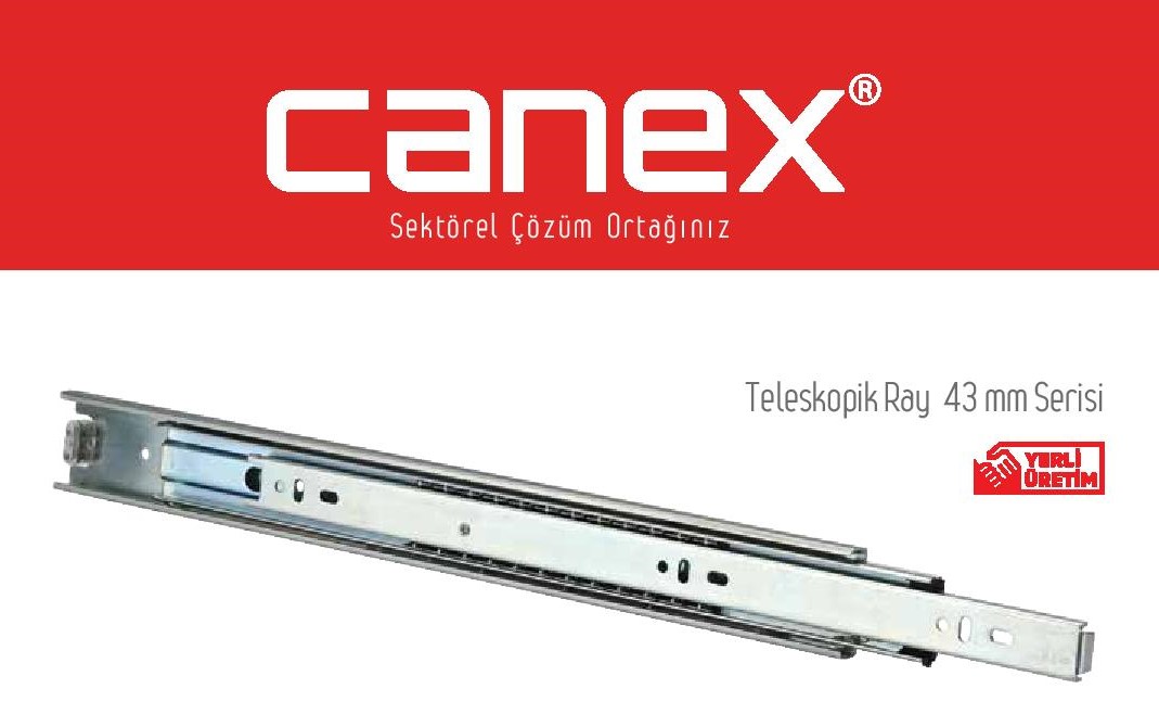 Canex Bi̇lyalı Teleskopi̇k Çekmece Rayı 35 cm ( 2 Adet = 1 Takım )  