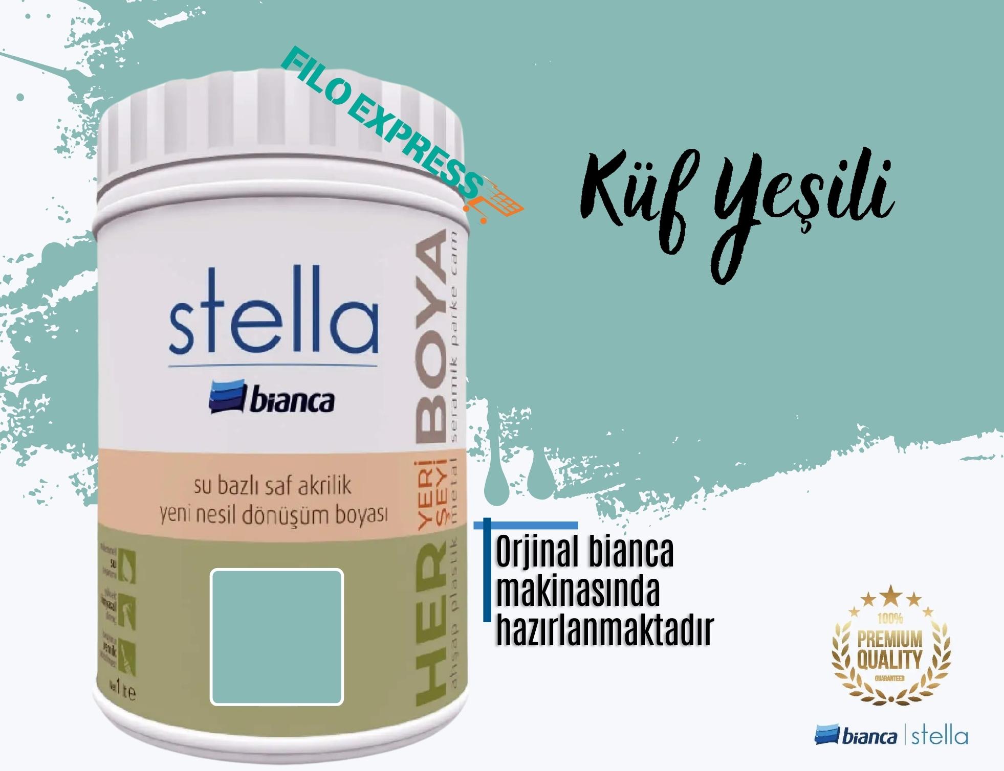 Bi̇anca Stella Su Bazlı Saf Akri̇li̇k Boya 1 Li̇tre Küf Yeşili 