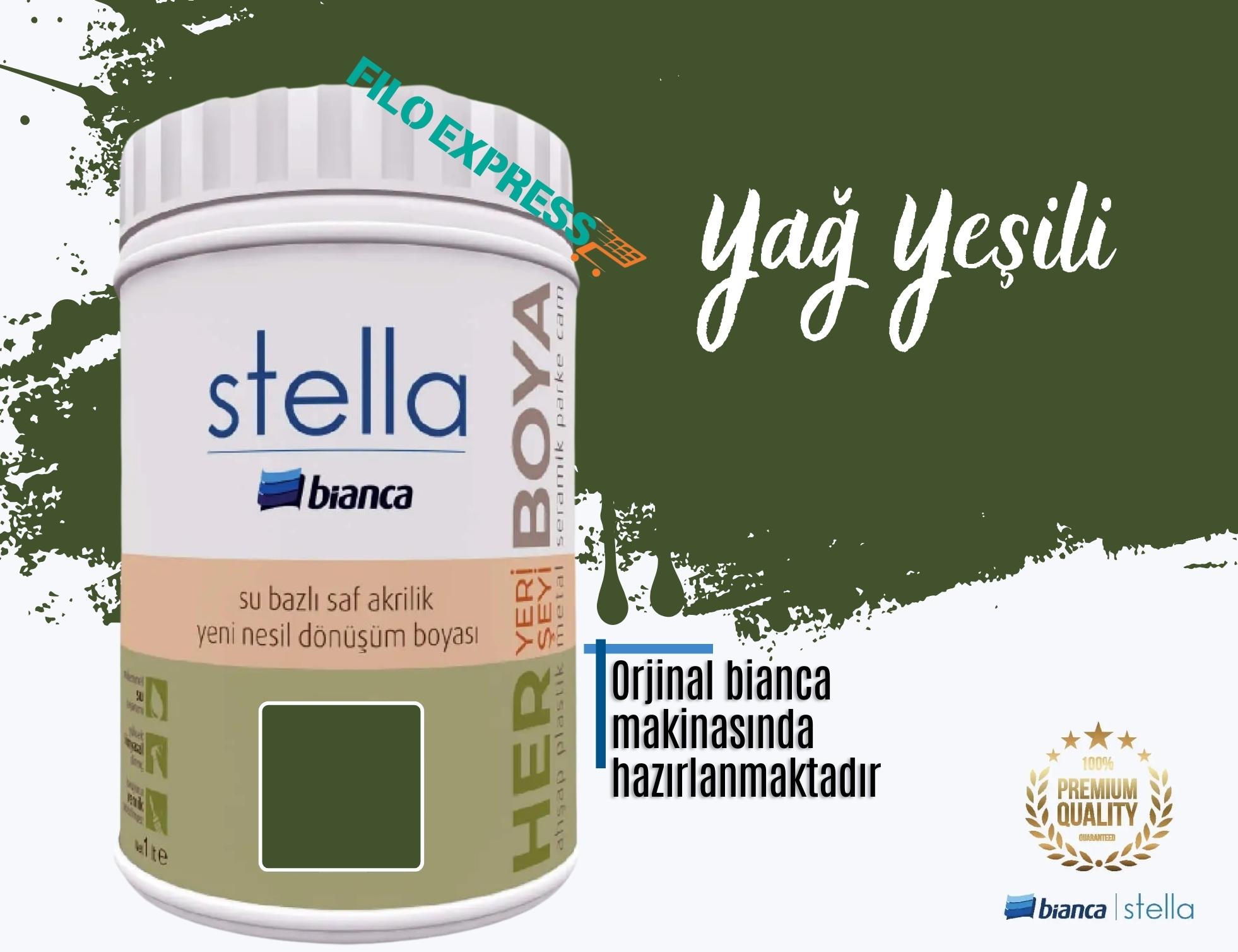 Bi̇anca Stella Su Bazlı Saf Akri̇li̇k Boya 1 Li̇tre Yağ Yeşili
