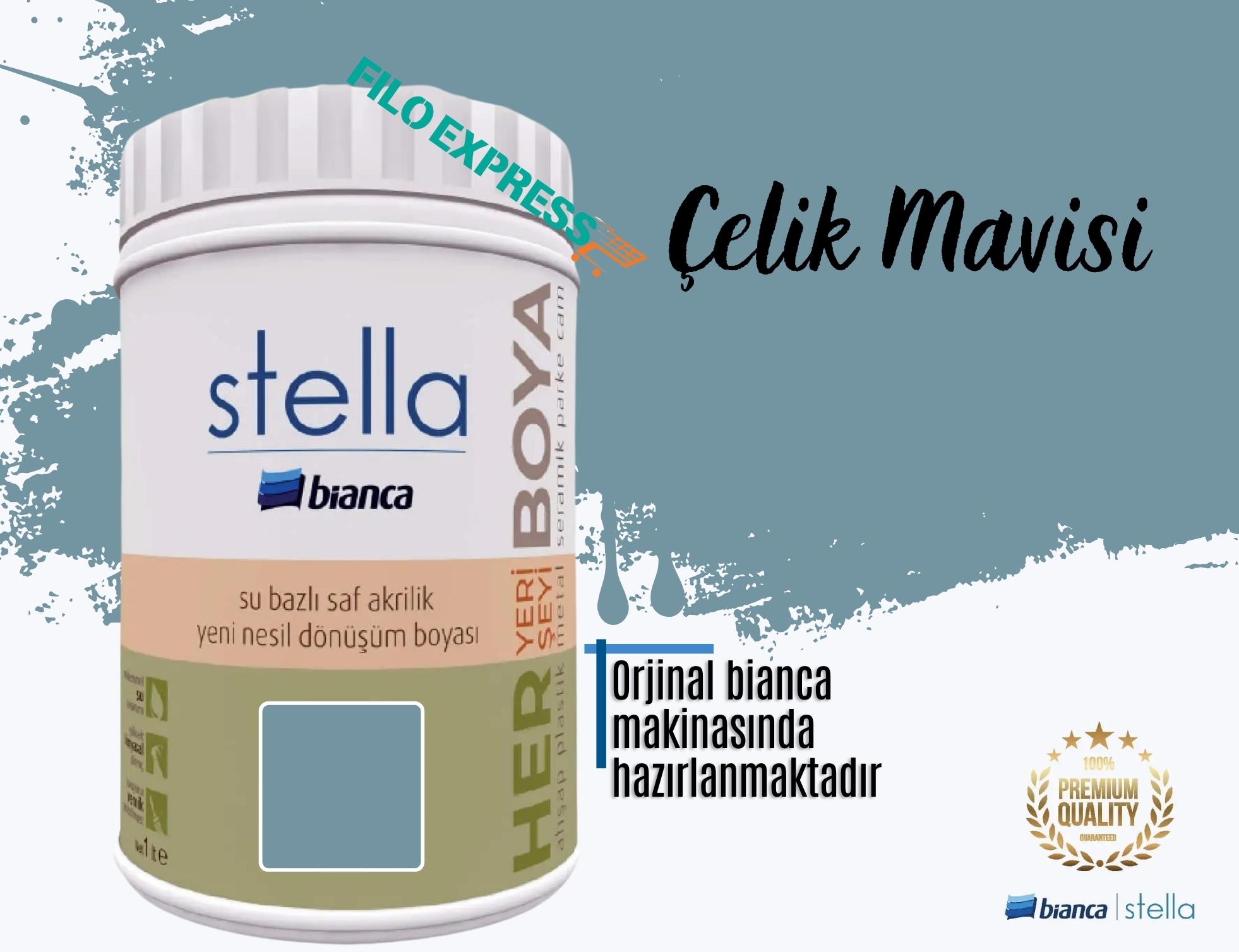 Bi̇anca Stella Su Bazlı Saf Akri̇li̇k Boya 1 Li̇tre Çelik Mavisi