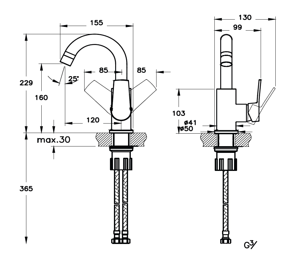 Eczacıbaşı Punto 301 Döner Borulu Lavabo Bataryası