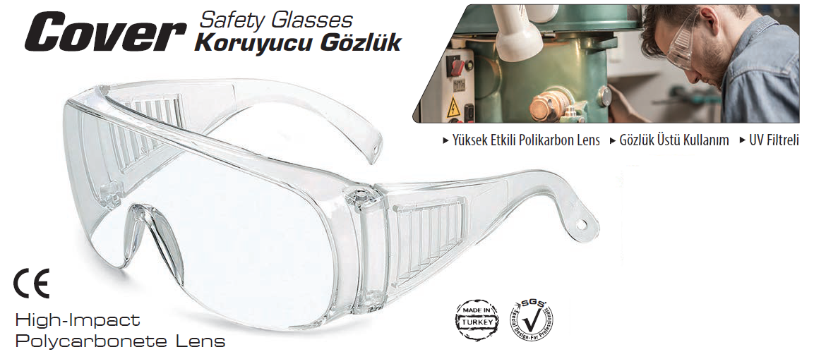 Baymax Cover İş Güvenli̇k Gözlüğü Koruyucu Gözlük 