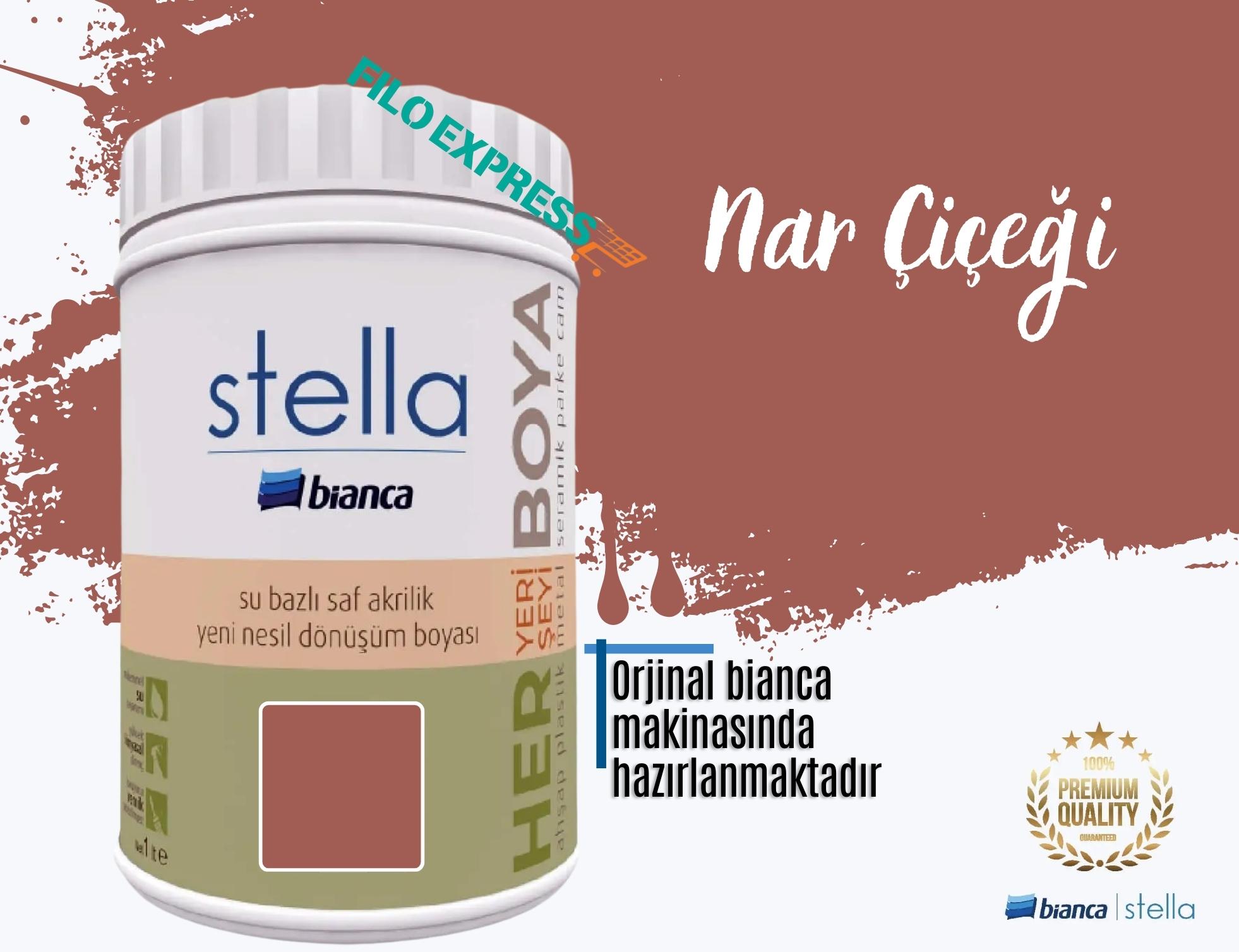 Bi̇anca Stella Su Bazlı Saf Akri̇li̇k Boya 1 Li̇tre Nar Çiçeği 