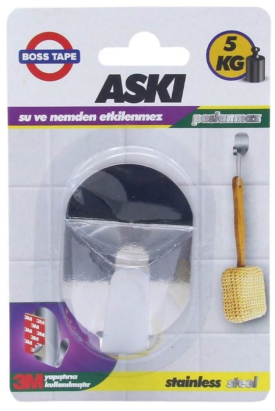 Boss Tape 3m Paslanmaz Inox Büyük Boy Askı Tekli̇ 5 kg Taşı 