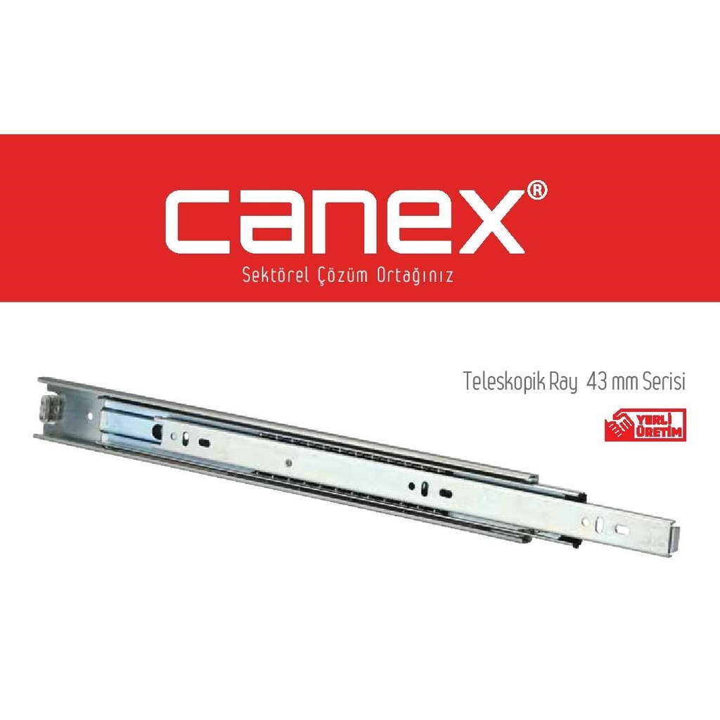 Canex Bi̇lyalı Teleskopi̇k Çekmece Rayı 40 cm ( 2 Adet = 1 Takım )  