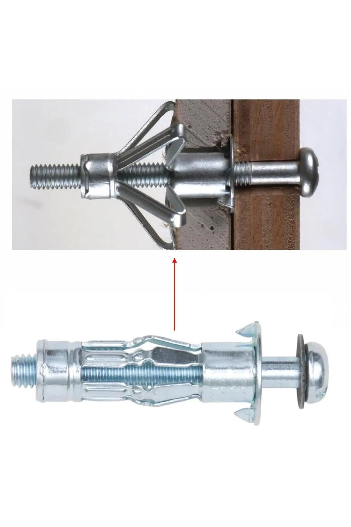 Çeli̇k Alçıpan Ve Boşluk Dübeli̇ Tuğla Duvar Bi̇ms Paraşüt Dübeli̇ 4x46 Metal (20 Adet)