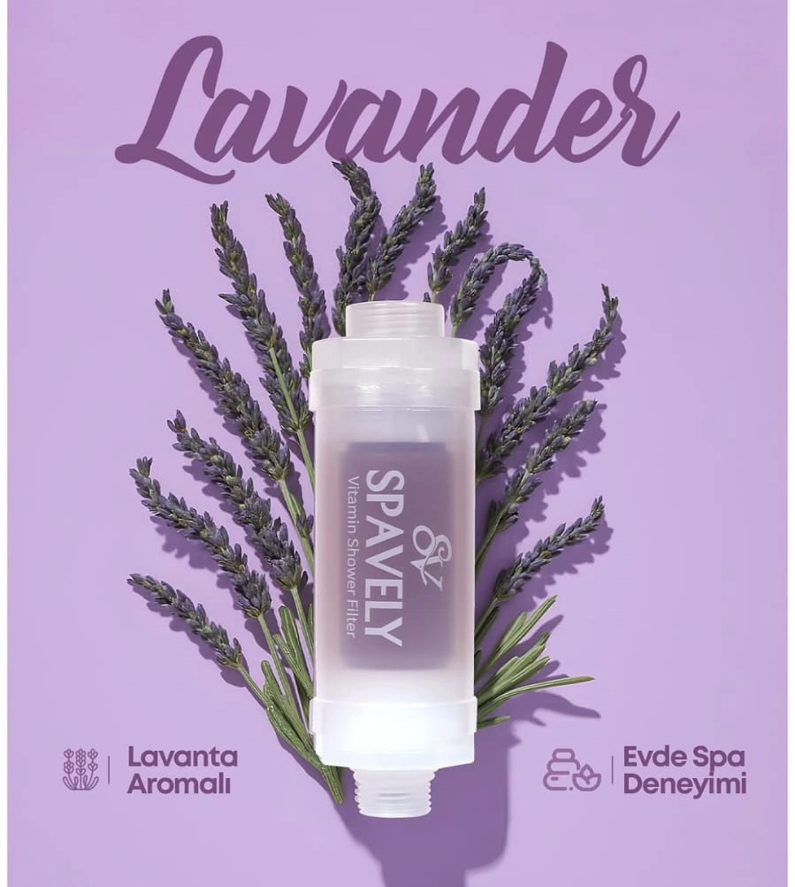 Spavely Duş Filtresi Lavanta Esanslı - Premium Aromaterapik Klor ve Kireç Karşıtı, Kokulu, C Vitaminli 200 ml