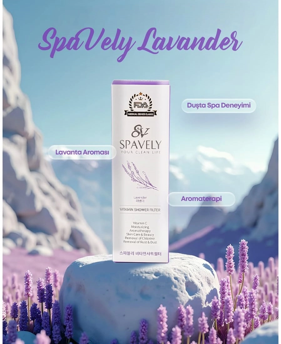 Spavely Duş Filtresi Lavanta Esanslı - Premium Aromaterapik Klor ve Kireç Karşıtı, Kokulu, C Vitaminli 200 ml