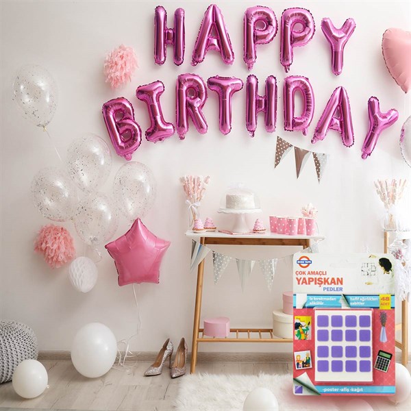 Balon Poster Kağıt Süs Yapıştırma Sök-tak Pedler 12 mm (48 Adet) 