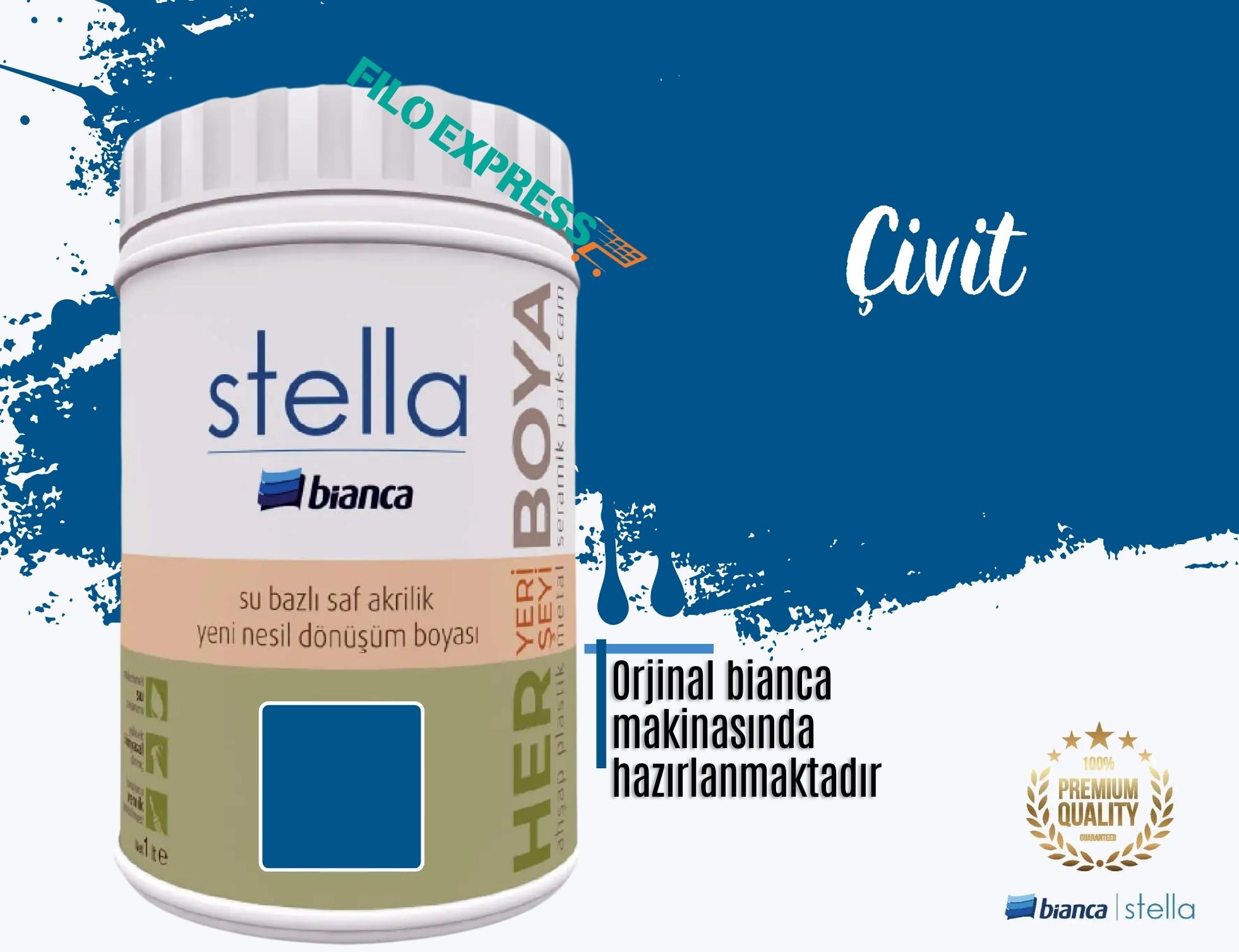 Bi̇anca Stella Su Bazlı Saf Akri̇li̇k Boya 1 Li̇tre Çivit