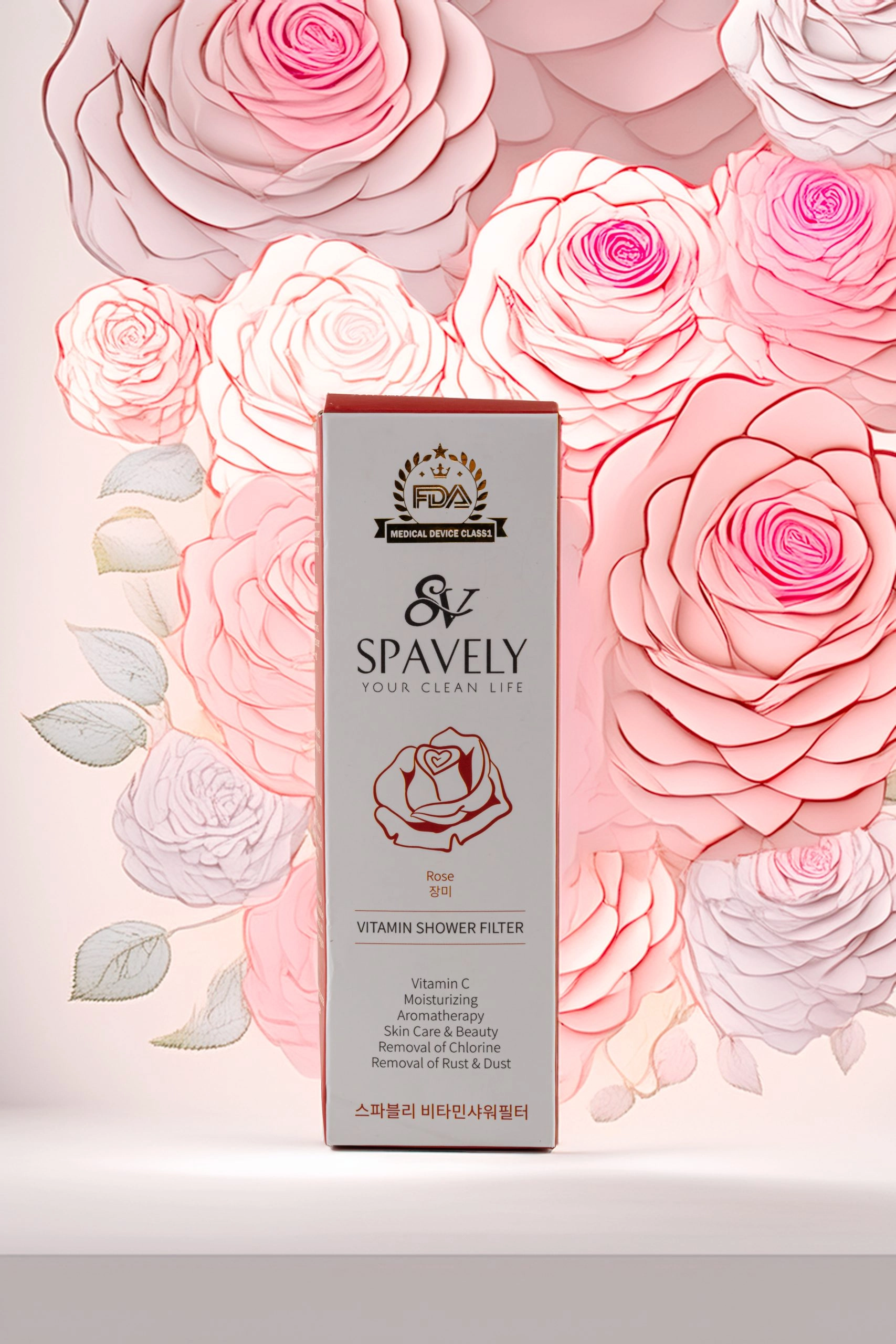 Spavely Duş Filtresi Gül Esanslı - Premium Aromaterapik Klor ve Kireç Karşıtı, Kokulu, C Vitaminli 200 ml