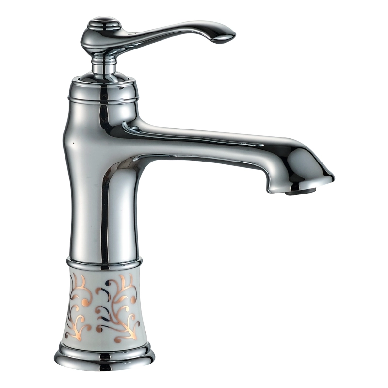 Vi̇ctori̇a Porselen Desenli̇ Krom Lavabo Bataryası 