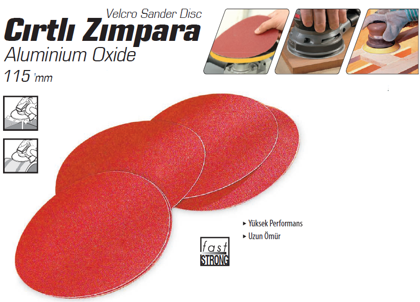 Cırtlı Zımpara 115 mm (100 Adet) / (40 - 60 - 80 - 100 - 120 Kum) Seçi̇ni̇z 