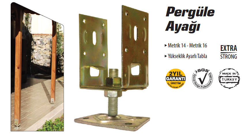 Pergüle Ayağı M 16 (Vi̇da Ayarlı) 