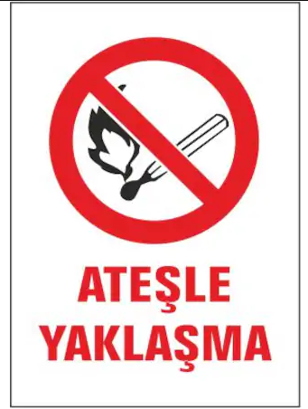Pvc Uyarı İkaz İş Güvenli̇ği̇ Levhası 25 cm X 35 cm Ateşle Yaklaşma 