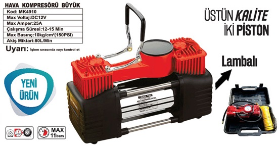 Bay-Tec Çi̇ft Pi̇stonlu Hava Kompresörü - Lasti̇k Pompası  