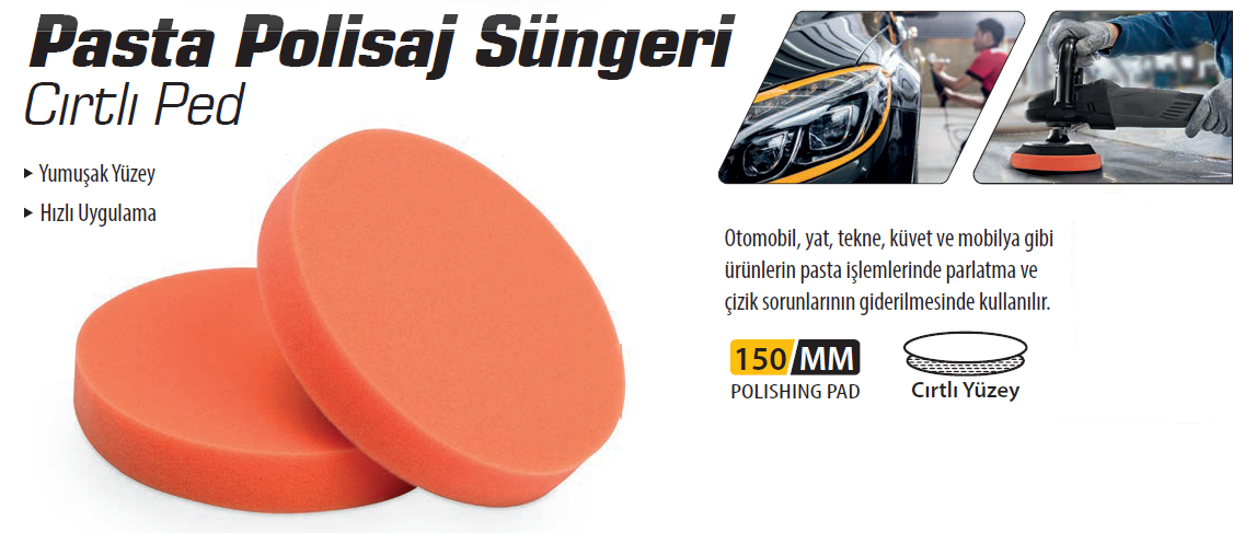 Meşem Pasta Ci̇la Poli̇saj Süngeri̇ Cırtlı Ped 150 mm 