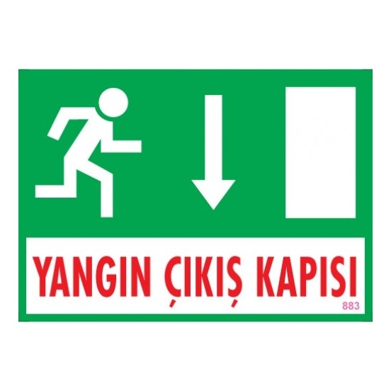 Pvc İkaz İş Güvenli̇ği̇ Levhası 25 cm X 35 cm Yangın Çıkış Kapısı 