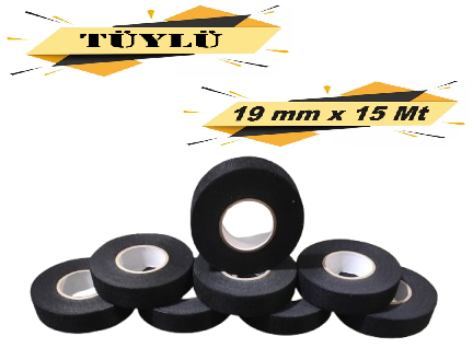 Tüylü Bez Bant Elektri̇k İzolasyon Kablo Sarma Bandı 19 Mm X 15 Metre (8 Adet)