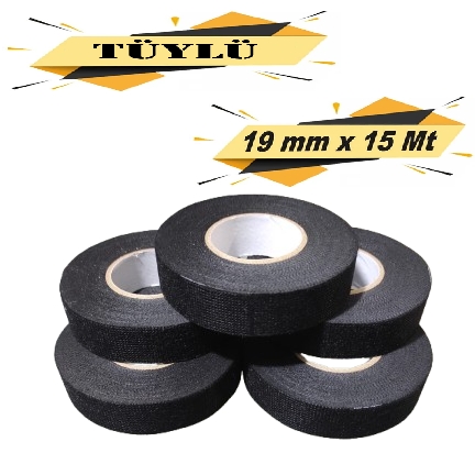 Tüylü Bez Bant Elektri̇k İzolasyon Kablo Sarma Bandı 19 Mm X 15 Metre (5 Adet)