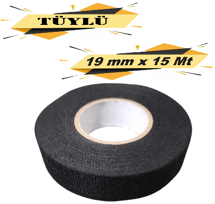 Tüylü Bez Bant Elektri̇k İzolasyon Kablo Sarma Bandı 19 Mm X 15 Metre (1 Adet)