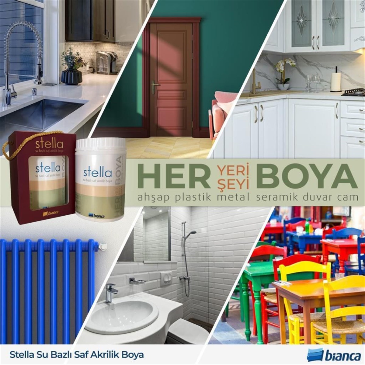 Bi̇anca Stella Su Bazlı Saf Akri̇li̇k Boya 1 Li̇tre Portakal