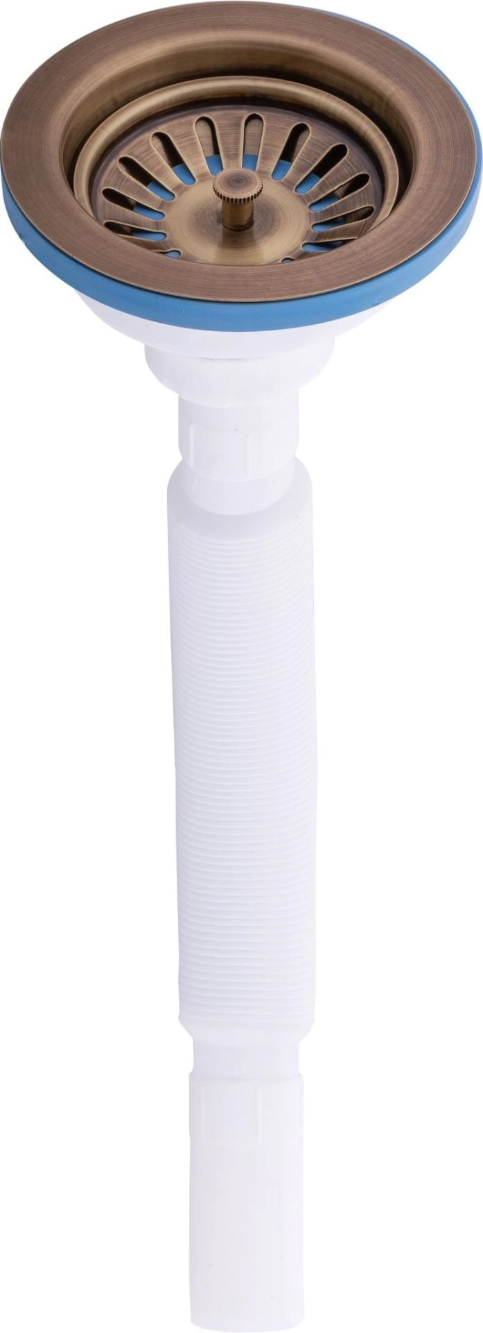 Antik Çöpmak Körüklü Büyük Kafalı Tırnaklı Mutfak Evye Lavabo Gider Si̇fonu (Üstü Paslanmaz Altı Plastik) + Çekvalfli Conta Kötü Koku Böcek Kirli Su Önleyici Lavabo Gider Aparatı