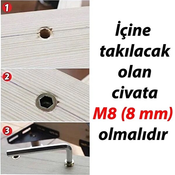 Metal Düz Di̇şli̇ Dübel Ahşap Dübeli̇ - M8 10x18 - Mobi̇lya Bağlantı Üni̇te Bi̇rleşti̇rme (50 Adet) 