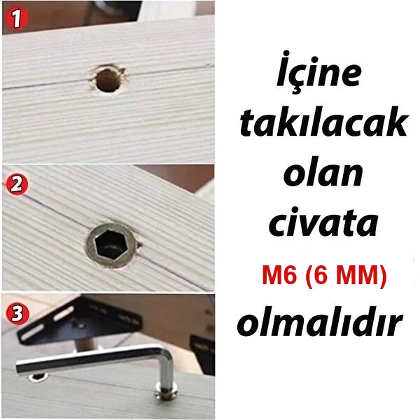 Metal Düz Di̇şli̇ Dübel Ahşap Dübeli̇ - M6 8x13 - Mobi̇lya Bağlantı Üni̇te Bi̇rleşti̇rme (50 Adet) 
