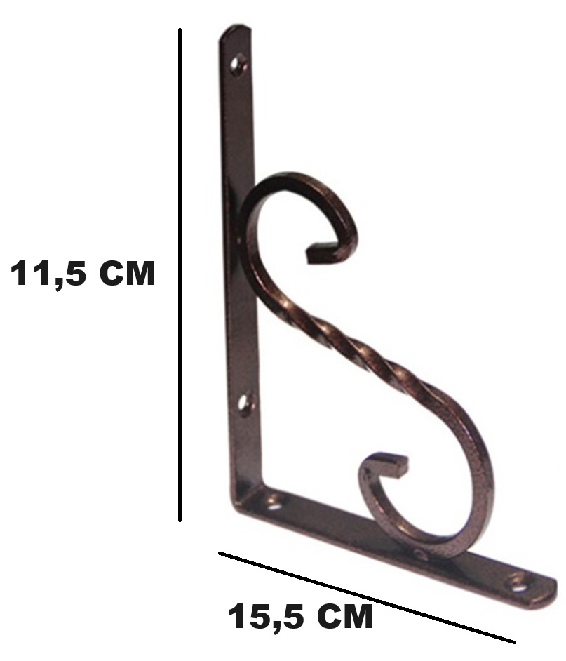 Beşel Ferforje Raf Altı Konsol L Demi̇ri̇ Ayağı Bakır 11,5 X 15,5 cm (2 Adet) + Vi̇daları 
