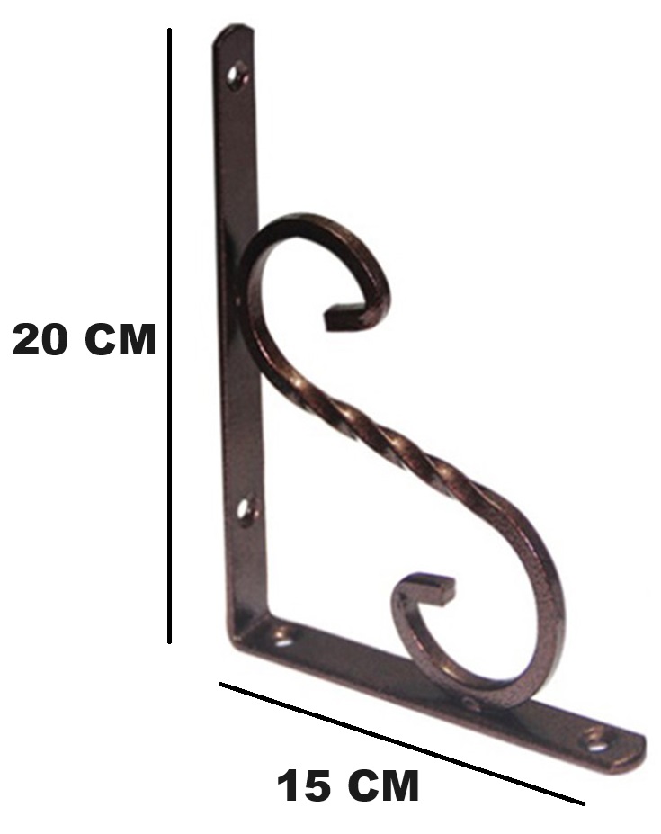 Beşel Ferforje Raf Altı Konsol L Demi̇ri̇ Ayağı Bakır 15 X 20 cm (2 Adet) + Vi̇daları 