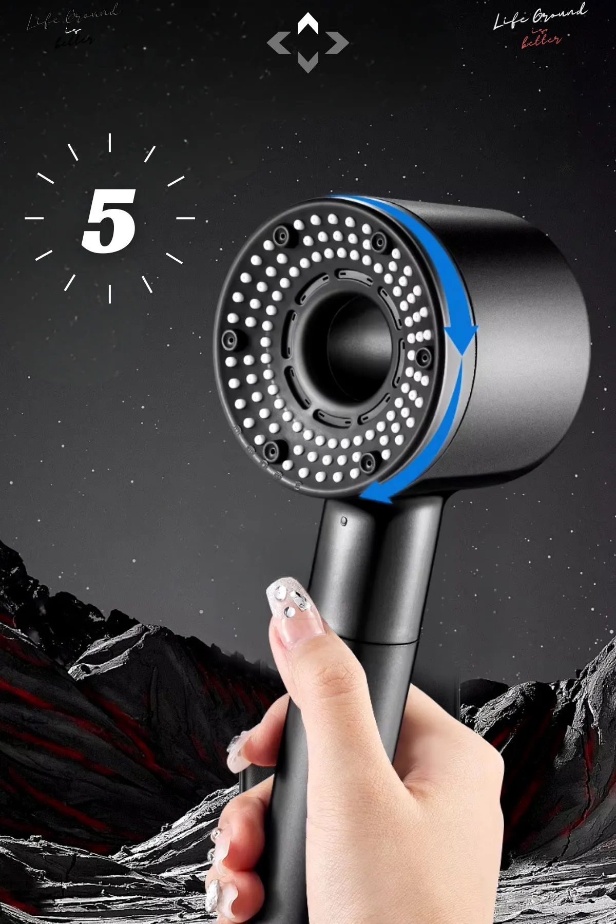 Dyson Fonksi̇yonlu Yüksek Basınçlı Duş Başlığı Banyo Fi̇ski̇yesi̇ Si̇yah Renk 