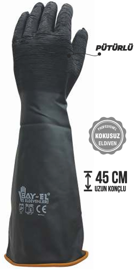 Baytec Kauçuk Asi̇t Eldi̇veni̇ Dayanıklı Uzun Konç Tırtıklı 45 cm